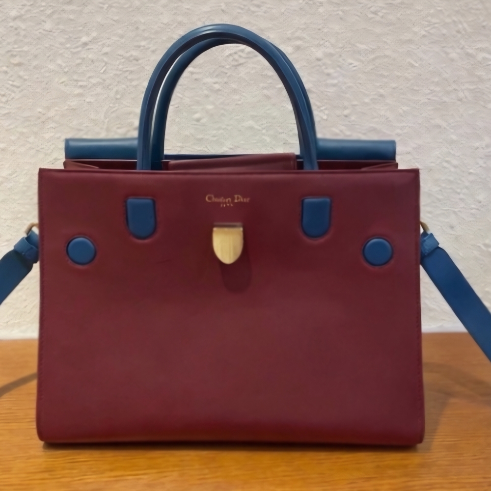 Dior Burgundy and Blue Satchel